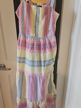 Lane Bryant Pastel Striped Sundress in Pink, Yellow, Blue
